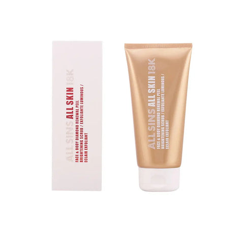 All Sins 18k All Skin Brightening Scrub by Jag Couture London for face and body, 200ml, with exfoliating and skin-brightening texture.