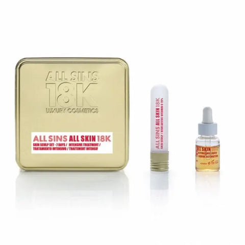 Jag Couture London All Sins 18k All Skin Sculp 7 Days Intensive Treatment Set, two-piece skincare kit with elegant packaging.