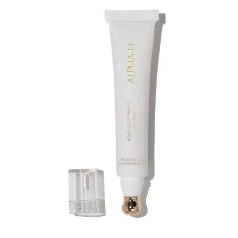 Alpha H Liquid Gold Firming Eye Cream in 15ml jar, featuring smooth texture and elegant packaging from Jag Couture London New York.