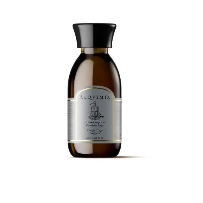 Alqvimia Comfort Legs Body Oil 150ml bottle with elegant packaging, designed to nourish and soothe legs and skin.