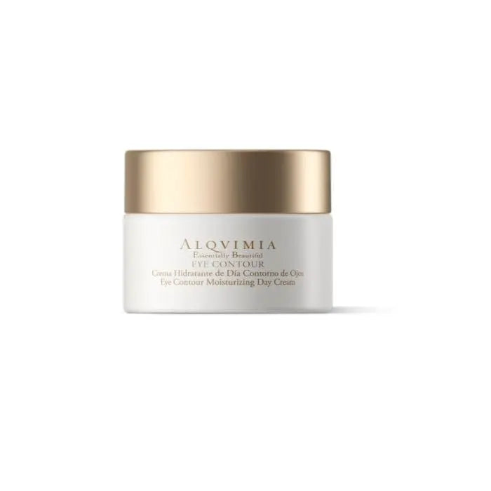 Alqvimia Eye Contour Moisturising Cream in 15ml jar, featuring a luxurious skincare product for nourishing and hydrating the eye area.