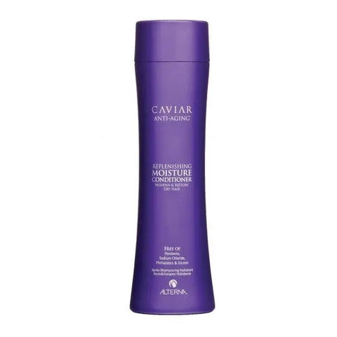 Alterna Caviar Anti-Aging Replenishing Moisture Conditioner 250ml bottle with sleek packaging, designed for nourishing hair.