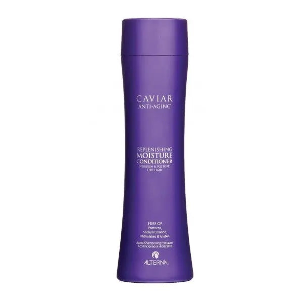 Alterna Caviar Anti-Aging Replenishing Moisture Conditioner 250ml in a sleek bottle, designed for nourishing and revitalizing hair.