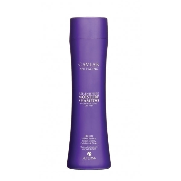 Alterna Caviar Anti-Aging Replenishing Moisture Shampoo in 250ml bottle, designed for nourishing and revitalizing hair.