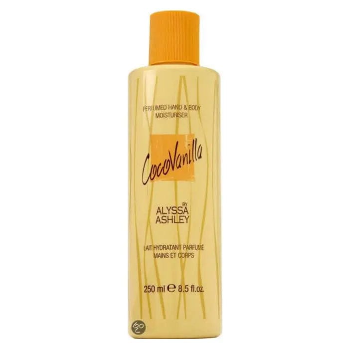 A 100ml Alyssa Ashley CocoVanilla perfumed hand and body moisturizer in elegant packaging, displayed on a neutral background.