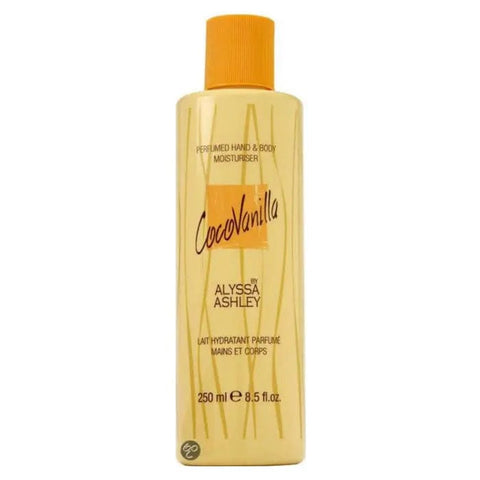 A 100ml Alyssa Ashley CocoVanilla perfumed hand and body moisturizer in elegant packaging, displayed on a neutral background.