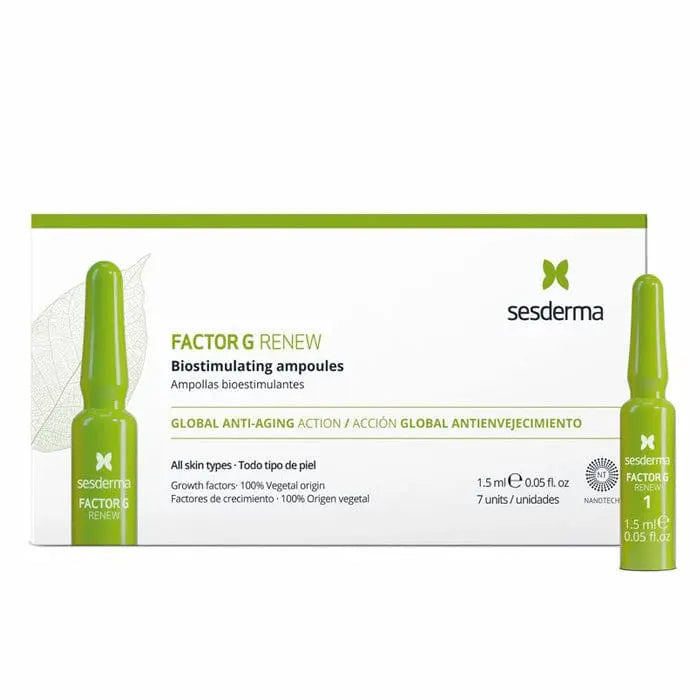 Ampoules Factor G Renew by Sesderma, displayed in a sleek glass vial, designed for skin revitalization and anti-aging care.