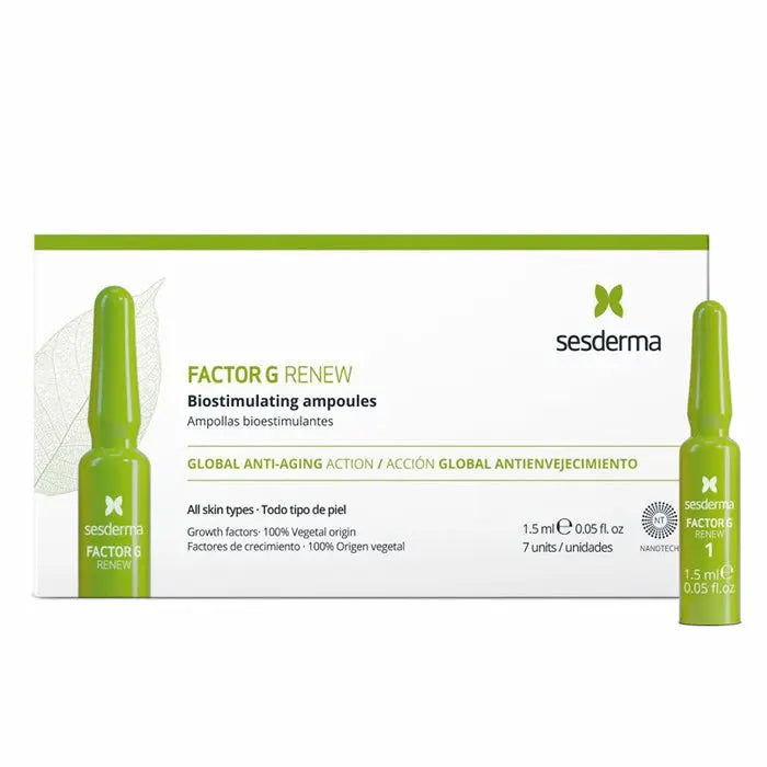 Ampoules Factor G Renew Sesderma by Jag Couture London-New York, showing sleek glass ampoules for skin revitalization.