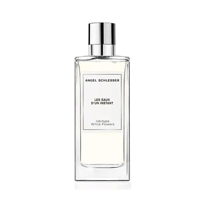 Angel Schlesser Les Eaux D'Un Instant Intimate White Flowers Eau De Toilette spray 100ml bottle with white floral design.