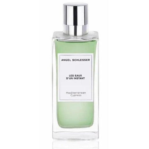 Angel Schlesser Les Eaux D'un Instant Mediterranean Cypress Eau De Toilette spray, 100ml, featuring elegant packaging and Mediterranean cypress notes.
