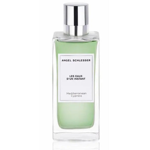 Angel Schlesser Les Eaux D'un Instant Mediterranean Cypress Eau de Toilette spray in 100ml bottle, elegant packaging with cypress accents.