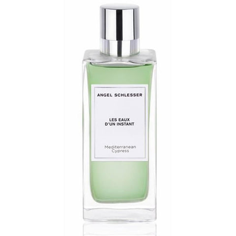 Angel Schlesser Les Eaux D'un Instant Mediterranean Cypress Eau de Toilette spray, 100ml, featuring a sleek bottle design.
