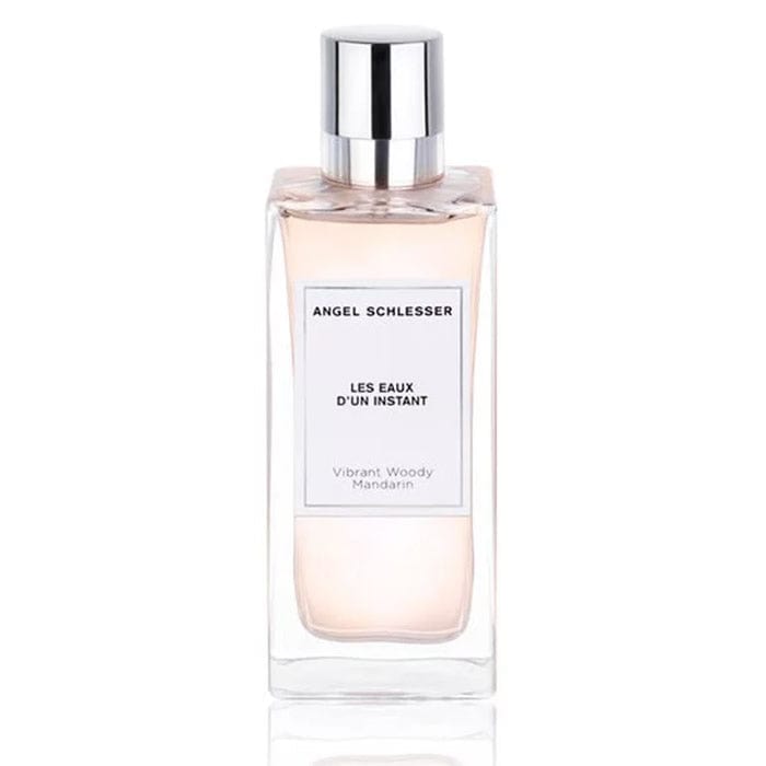 Angel Schlesser Les Eaux D´Un Instant Vibrant Woody Mandarin Eau de Toilette spray 100ml, featuring a sleek bottle and vibrant design.