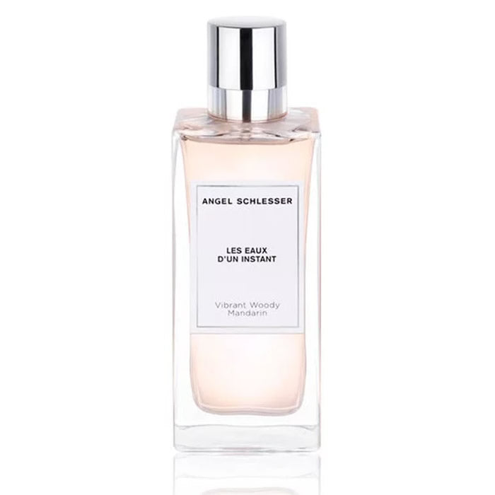 Angel Schlesser Les Eaux D'Un Instant Vibrant Woody Mandarin Eau De Toilette spray in 150ml bottle, with floral and citrus notes.