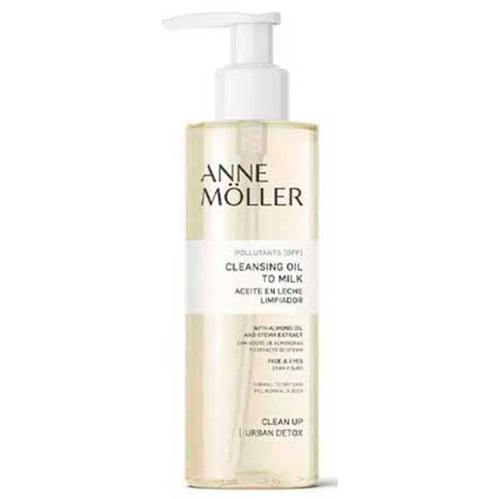Anne Möller An Clean Up Cleansing Oil to Milk in 200ml bottle, shown with the product label and clear packaging.