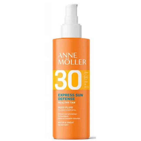 Anne Möller Express Sun Defense Body Fluid SPF30 in 175ml bottle, lightweight sun protection for the skin.