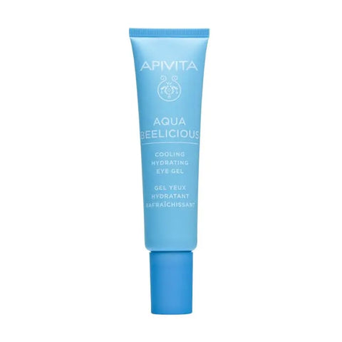 Apivita Aqua Beelicious cooling hydrating eye gel in 15ml jar, soothing and moisturizing eye care product from Jag Couture London New York