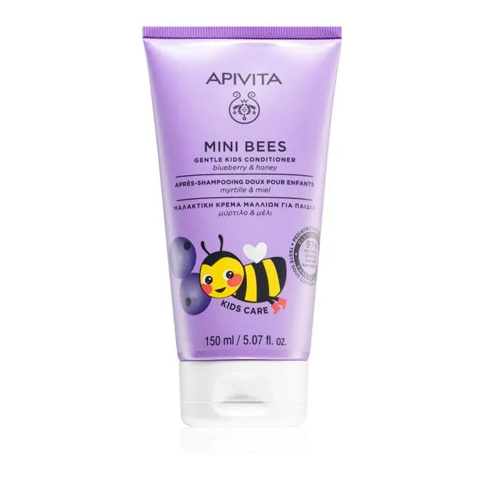 Mini Bees Kids Conditioner by Apivita with blueberries and honey, 150ml, gentle formula for children's hair.
