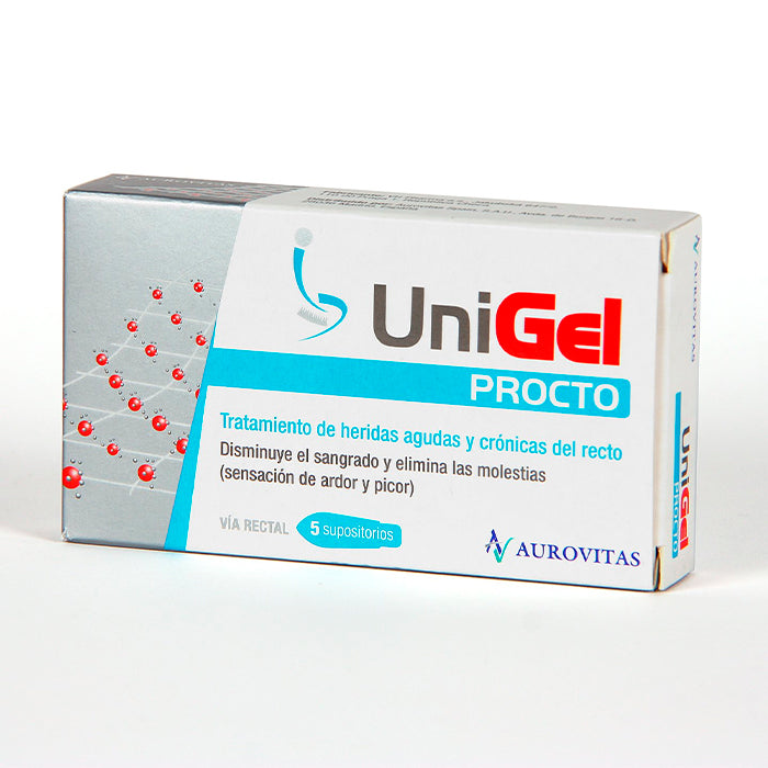 Apotex Unigel Procto 5 suppositories in a blister pack, designed for rectal use, with packaging featuring the Jag Couture London - New York branding.