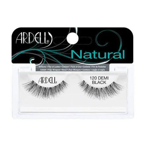 Ardell Natural Lashes 120 Demi Black by Jag Couture London - New York, close-up of black false eyelash strips on a white background.