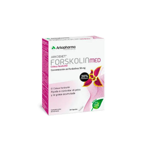 Arkociet Forskolin 30 tablets by Jag Couture London New York, showing the supplement packaging with tablets inside.