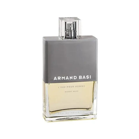 Armand Basi L'Eau Pour Homme Woody Musk Eau de Toilette spray 125ml, featuring sleek bottle design and masculine fragrance.