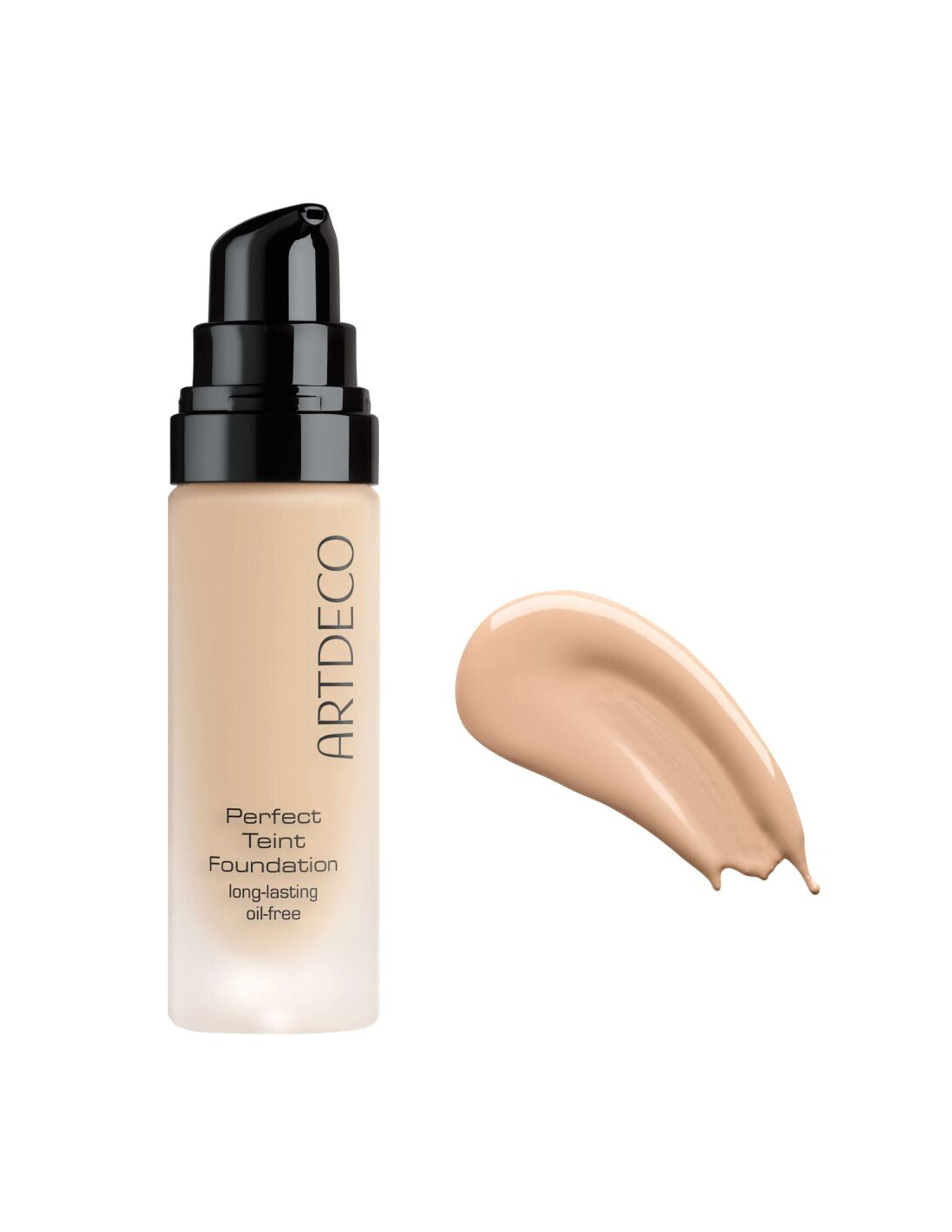 Artdeco Perfect Teint Foundation Oil-Free by Jag Couture London New York, close-up of the foundation bottle showing product details.