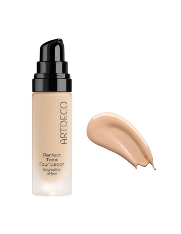 Artdeco Perfect Teint Foundation Oil-Free by Jag Couture London New York, close-up of the foundation bottle showing product details.