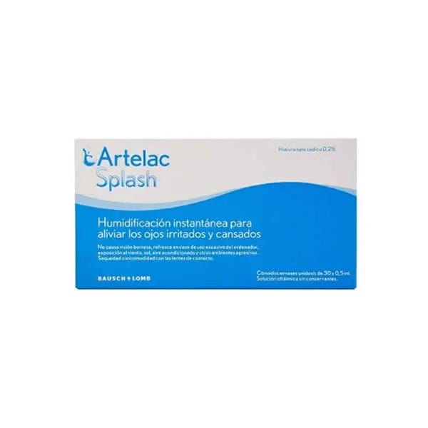 Artelac Splash eye drops for dry eyes, 0.5ml monodosis, by Jag Couture London - New York, showing individual sterile eye drop vials.