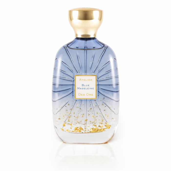 Atelier Des Ors Blue Madeleine Eau de Parfum spray 100ml, featuring a sleek bottle with a deep blue hue and elegant design.