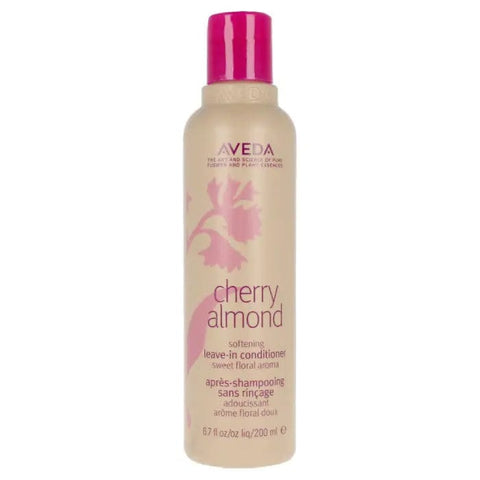 Aveda Cherry Almond Softening Leave-In Conditioner by Jag Couture London, 200ml bottle with cherry almond scent on a white background.