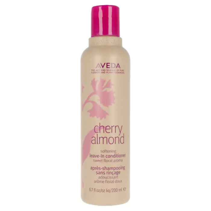 Aveda Cherry Almond Softening Leave-In Conditioner bottle by Jag Couture London, featuring cherry almond scent and 200ml size.