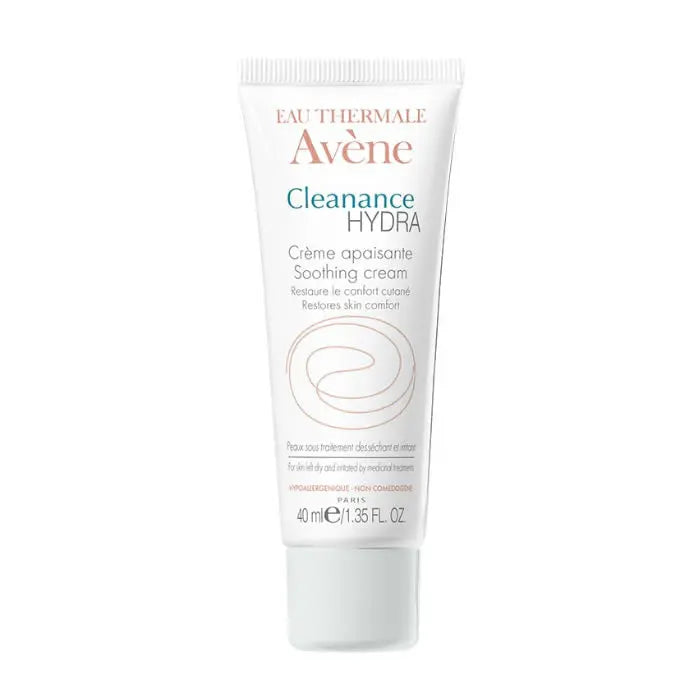 Avene Cleanance Hydra Soothing Cream in 40ml jar, with a clean, minimalist design, suitable for sensitive skin.