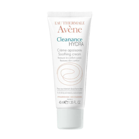 Avene Cleanance Hydra Soothing Cream in 40ml jar, designed for sensitive skin, with a smooth, hydrating texture.