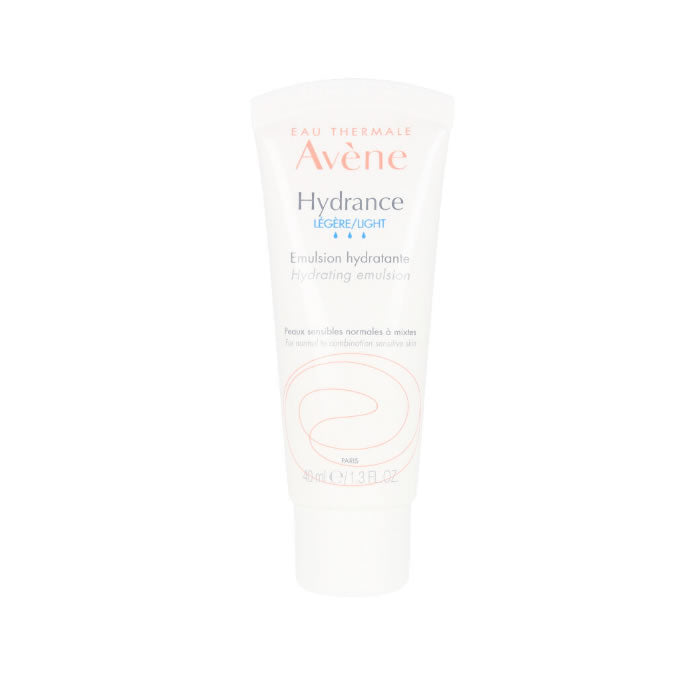 Avene Hydrance Optimale Light Hydrating Cream jar with blue and white packaging, 40ml size, on a clean background.