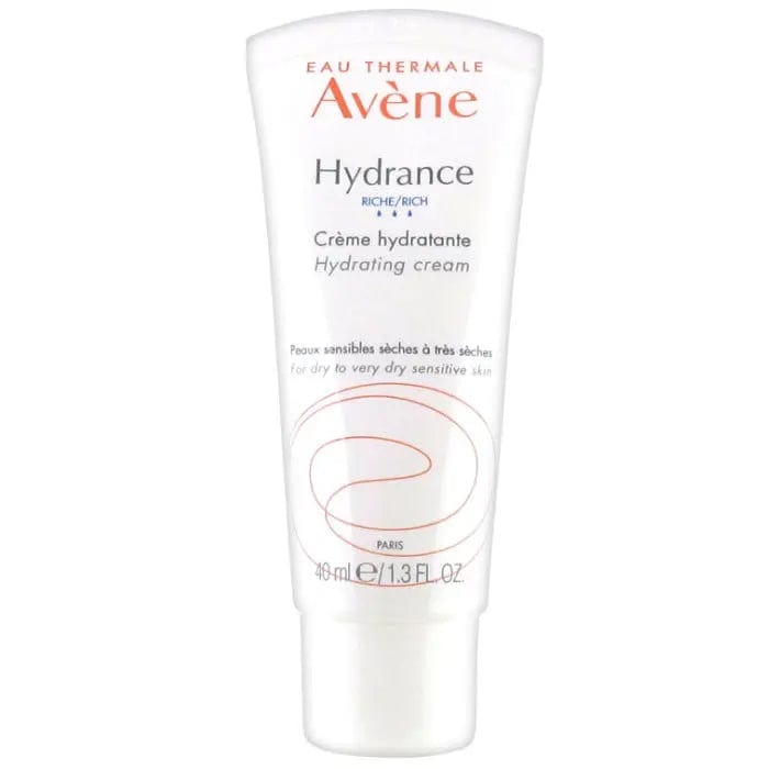 Avene Hydrance Rich Hydrating Cream jar, 40ml, with a smooth, creamy texture, designed for deep skin hydration and nourishment.