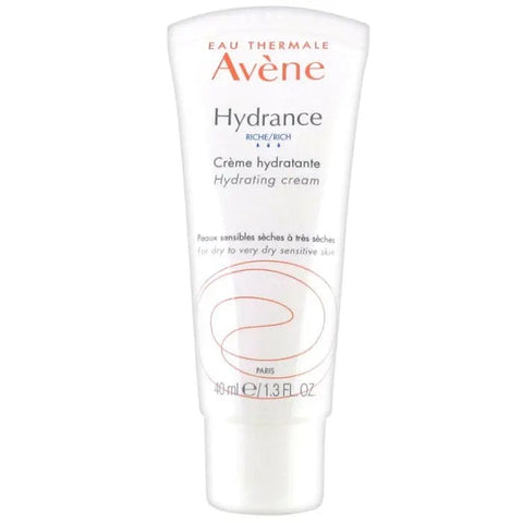 Avene Hydrance Rich Hydrating Cream jar, 40ml, with a smooth, creamy texture, designed for deep skin hydration and nourishment.