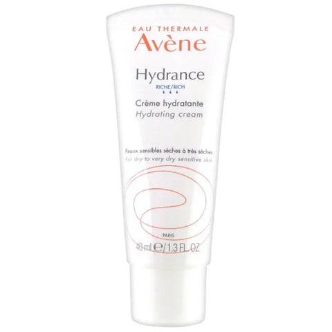 Avene Hydrance Rich Hydrating Cream 40ml jar, moisturizing skincare product with a clean, minimalist design.