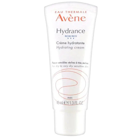 Avene Hydrance Rich Hydrating Cream 40ml jar with blue and white packaging, designed for deep hydration.