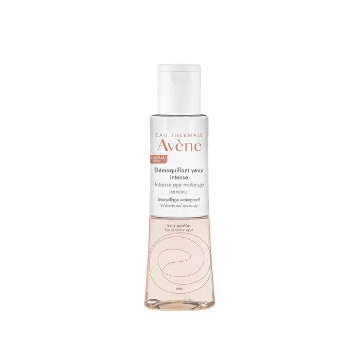 Avene Intense Eye Make Up Remover 125ml bottle with a white cap, designed to gently remove eye makeup.