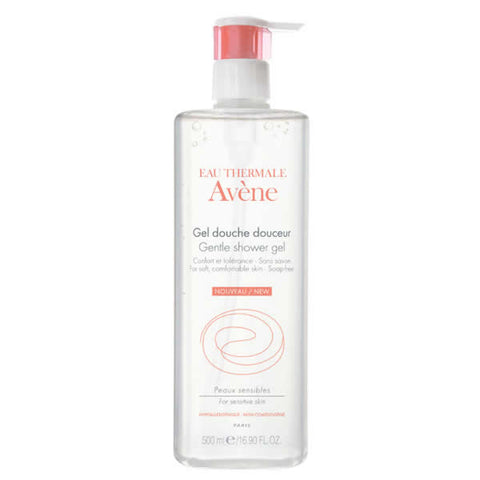 Avene Shower Gel 500ml bottle with sleek packaging, designed for gentle cleansing and hydration.