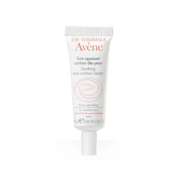 Avene Soothing Eye Contour Cream 10ml jar with a clean, minimalist design, displayed on a neutral background.