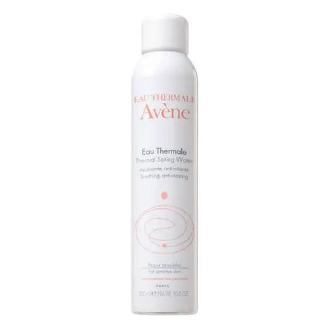 Avène Thermal Spring Water Spray 300ml in a clear spray bottle, designed for soothing and refreshing skin care.