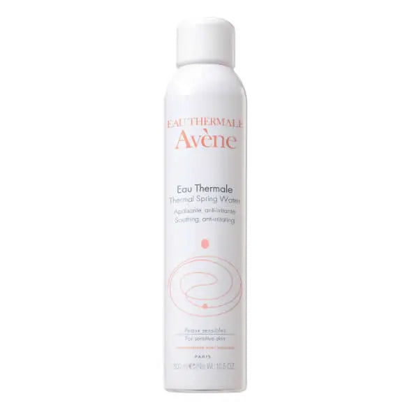 Avene Thermal Spring Water Spray 300ml bottle with a clear spray nozzle, designed for soothing and refreshing skin.