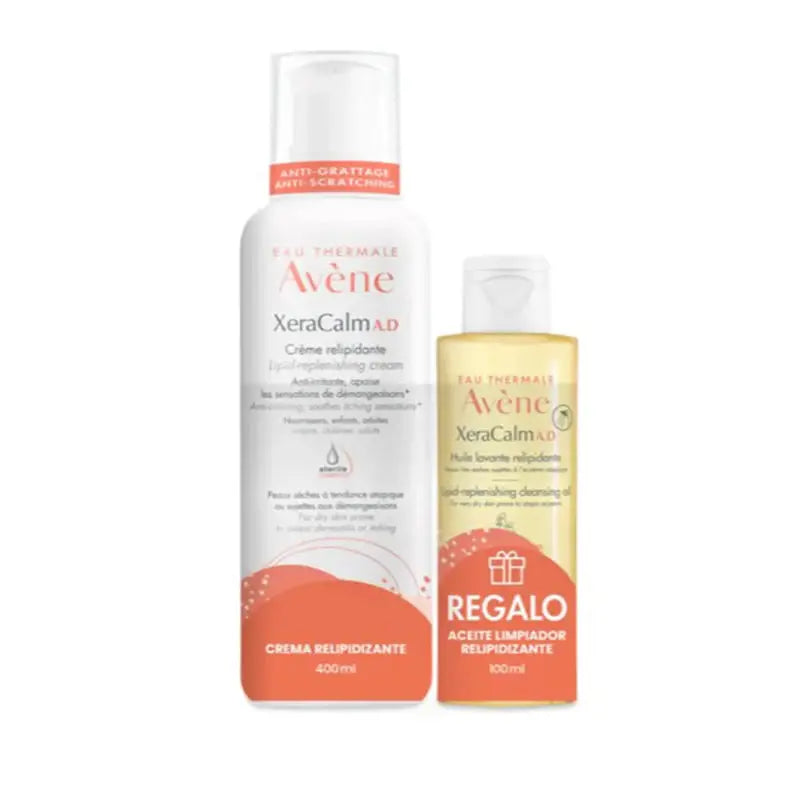 Two jars of Avene Xeracalm A.D Relipidising Cream 400ml from Jag Couture London, showing the cream's packaging and branding.