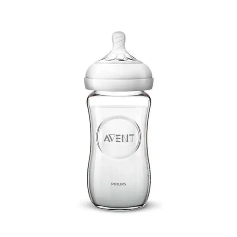Avent Baby Bottle PP Natural Crystal 240ml from Jag Couture London - New York, clear plastic with measurement markings and nipple.