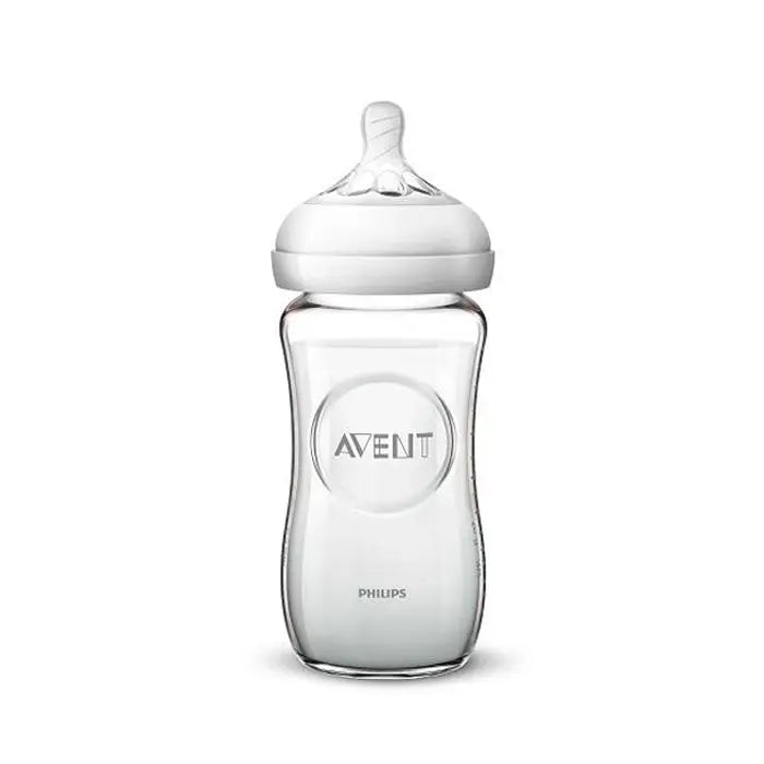 Avent baby bottle by Jag Couture London with 240ml capacity, clear PP material, and natural design for feeding infants.