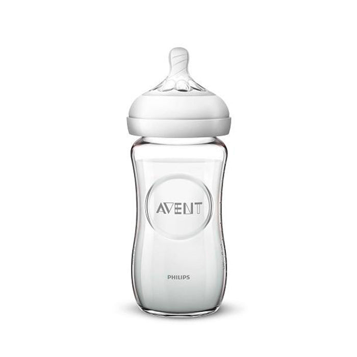 Avent Baby Bottle PP Natural Crystal 240ml by Jag Couture London - New York, clear plastic bottle with measurement markings.