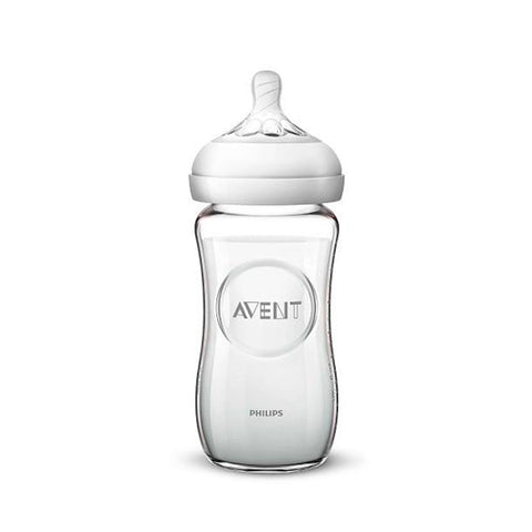 Avent Baby Bottle PP Natural Crystal 240ml by Jag Couture London - New York, clear plastic bottle with measurement markings.
