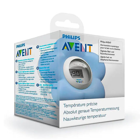 Jag Couture London-New York Avent bathroom and bedroom thermometer 1U, showing temperature readings in a sleek digital display.